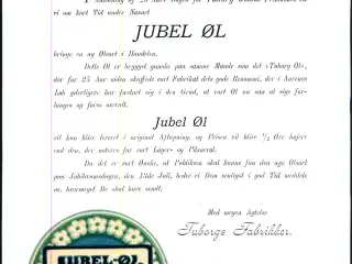 Tuborg - Jubel-øl Etiket og Brev.