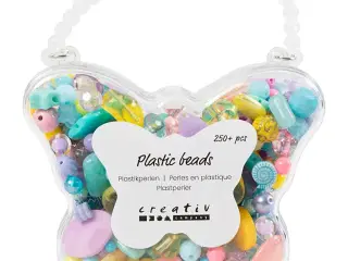 Plastperler, diam. 5-35 mm, hulstr. 1-8 mm, ass. farver, 193 g, 300ml/ 1 pk.