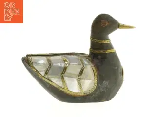 Figur af and I Perlemor, Træ og Metal (str. 14 x 6 cm)