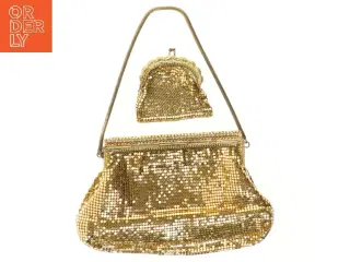 Guld håndtaske med pung (str. 20x10 cm)