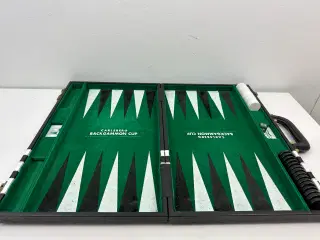 Stort backgammon i læderkuffert
