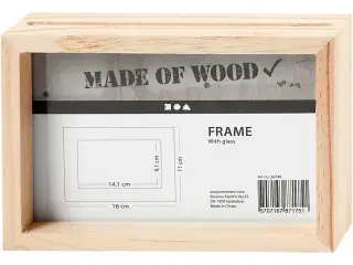Elegant dobbeltramme i lyst træ, 16x11 cm