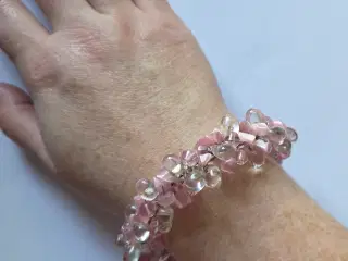 Rosa og klar perle armbånd