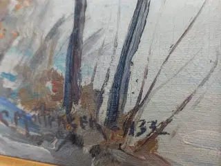 5 stk. Gamle kunstmalerier i flotte rammer