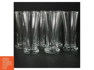 6 høje ølglas (str. Ø. 7,5 cm. længde, 16 cm. 6 styk)