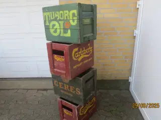 4 stk Retro Ølkasser Tuborg Ceres Carlsberg 