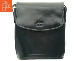 Sort læder skuldertaske fra Monroe (str. 19x18 cm)