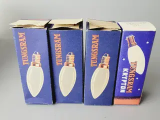 ⭐️: 4 stk. Vintage Tungsram kertepærer – 60W & 40W