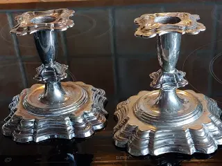 3 TÅRNET sølv lysestager