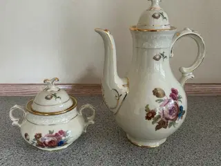 Rosenborg kaffekande og sukkerskål