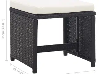 Havetaburetter 2 stk. med hynder polyrattan sort