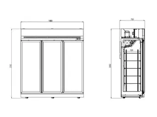 Displayfryser – med glas døre 1880x710x2092 mm