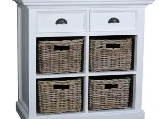 Lille smart kommode i hvid mahogni med 4 kurveskuf