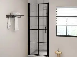 Brusedør 91 x 195 cm hærdet glas sort