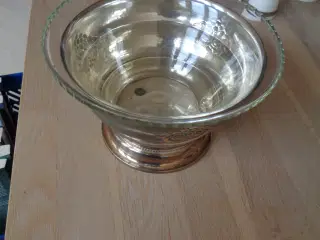 Sølvskål med glas indsats 