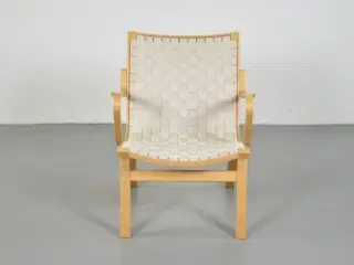 Albert lænestol i formspændt bøg med sæde og ryg i naturfarvede flettede gjorder