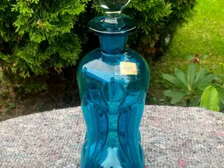 * Klukflaske, blå - fra Holmegaard (27 cm)