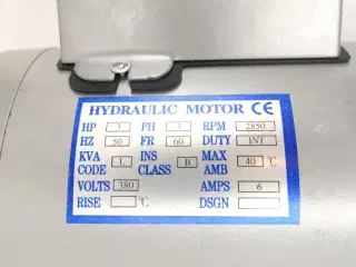 Hydralik motor med olie beholder og sænke ventil for Bulldog PM240 (reservedel)