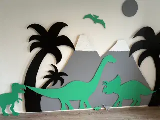 Dinosaur væg udsmykning med lys - børneværelse
