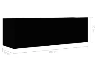 Tv-bord 100x30x30 cm konstrueret træ sort