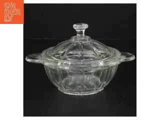 Rund glaskrukke med låg (str. Ø 12 cm)