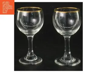 Sæt med glas med guldkant (str. Ø 5x9,5 cm)