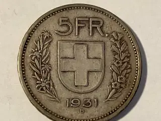 5 Francs 1931 B Switzerland