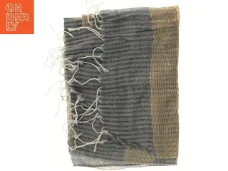 Gråt stribet indisk tørklæde (str. 55x180 cm)