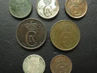 7 gamle danske mønter fra før 1923