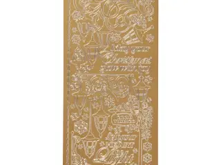 Stickers, lanterner, ark 10x23 cm, guld, 1 ark