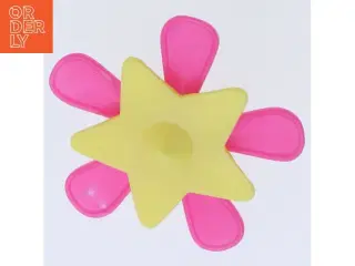 Fidget spinner med pink og gul blomst (str. 8,5 cm)