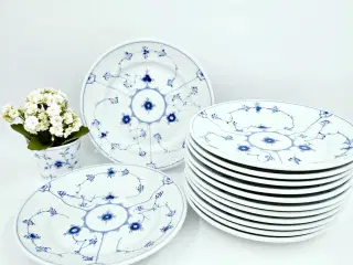 Blåmalet Hotelporcelæn Frokosttallerken 1 sorterin