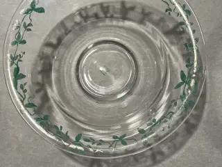 Lille Glasskål med grønne blade mønster