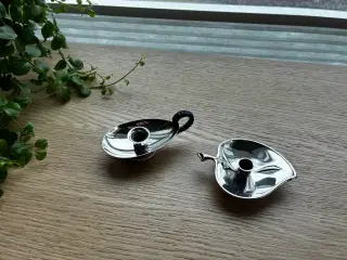 2 flotte retro lysestager i sølvplet