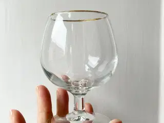Cognacglas m patineret guldkant, 6 stk samlet