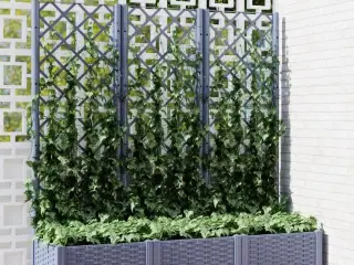 Plantekasse med espalier 120x40x121,5 cm PP blågrå