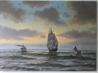 Marinemaleri med København som baggrund