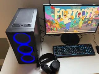 Gamer PC med alt tilbehør, Geforce, 16GB, 27" 