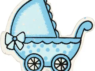 Lyseblå Barnevogn i Træfinér - 10 stk. 34x31 mm