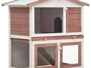 Udendørs kaninbur 3 døre træ brun