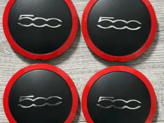 Fiat 500 Centerkapsler i sort m. rød kant & krom 5