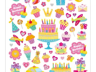 Selvklæbende Fødselsdagsstickers - 15x16,5 cm