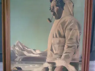 Grønland 1952 Inuit oliemaleri