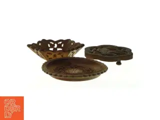 Dekorative skål/fad i træ (3 stk) (str. HØ: 4x16 og 2x18 og 6x20 cm)