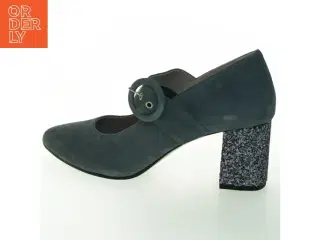 Suede Mary Jane pumps med glimmerhæl fra Roccamore (str. 39 )