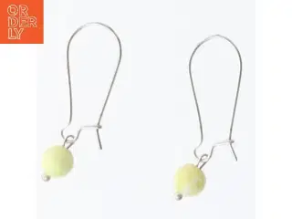 Enkle hængeøreringe med lysegule perler (str. 3,5 cm)