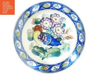 Kunstfajance 1173-404 Aluminia Platte Blå fugl og blomster (str. Ø 20 cm)