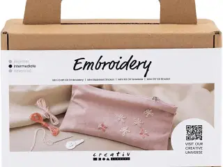Mini DIY Kit Broderi, Clutch, støvet rosa, 1 pk.