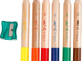 EDU First Farveblyanter - 6 stk. 13 mm tykkelse