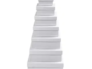 Kvadratiske Æsker, H: 4,5+5+5,5+6+6,5+7+7,5 cm, str. 9+11+13+15+17+19+21 cm, hvid, 7stk./ 1 sæt